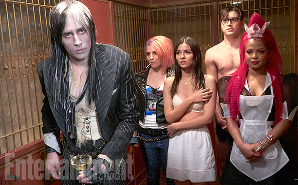 THE ROCKY HORROR PICTURE SHOW:  L-R:  Reeve Carney, Annaleigh Ashford, Victoria Justice, Ryan McCartan and Christina Milian.